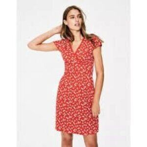 BODEN Phoebe casual jersey Dress orange sunset jungle bloom 6P petite